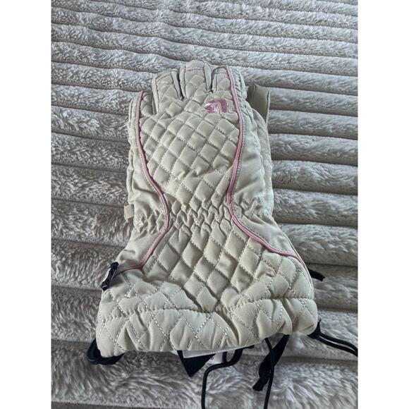 Burton Profile Glove Womens Medium Beige Quilted Snowboard Ski Gloves Pink Trim - Picture 2 of 11